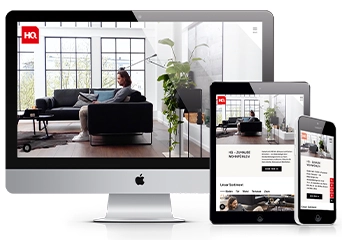Responsive Darstellung der Bodenstudio-Website auf Desktop, Tablet und Smartphone.