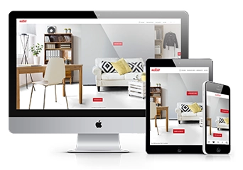 Responsive Darstellung der Bodenstudio-Website auf Desktop, Tablet und Smartphone.
